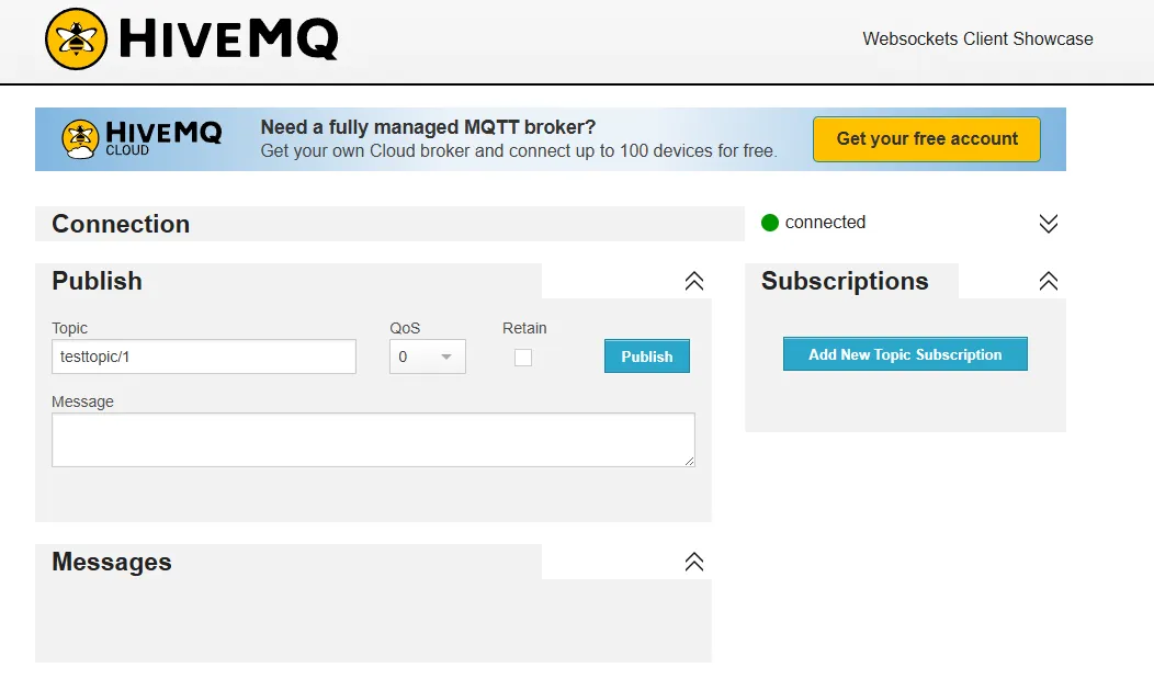 Connected. Now it will accept a subscription.