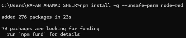 The global install pulls in a few hundred packages and takes about half a minute.