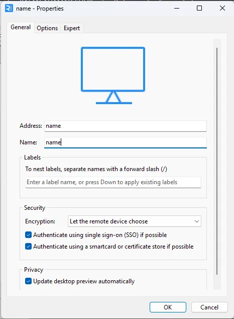 Connection details