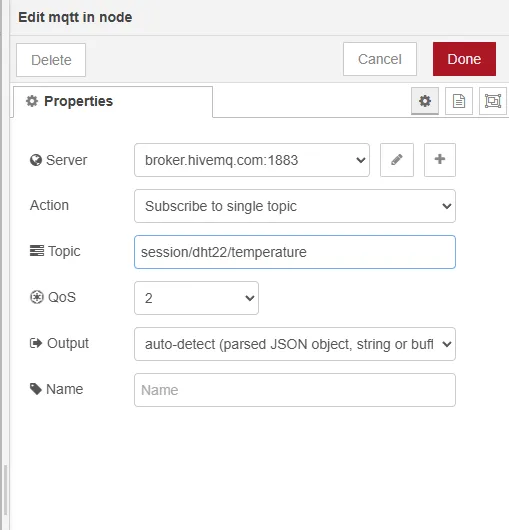 First node: the temperature topic.